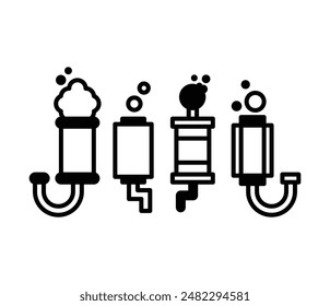 exhaust pipe tranportation otomotive icon symbol sign vector design black white color simple modern illustration collections set