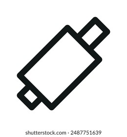 Exhaust pipe UI icon, car muffler minimal line vector symbol