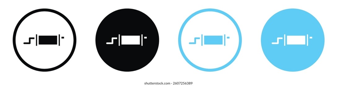 Exhaust pipe vector icons in black and blue colors