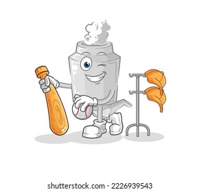 the exhaust playing baseball mascot. cartoon vector
