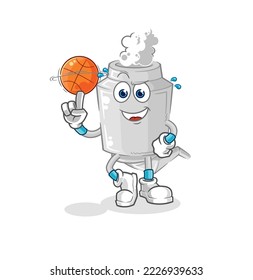 the exhaust playing basket ball mascot. cartoon vector