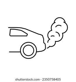 Exhaust, pollution cloud from car line art. Exhaust co 2 gases, fumes. Idling turn engine. Stop smog from automobile. Vector illustration