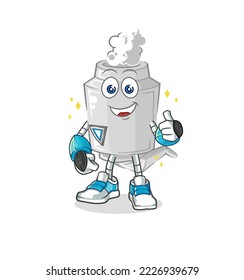 the exhaust robot character. cartoon mascot vector