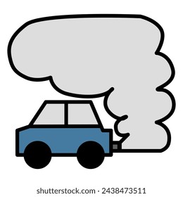 exhaust smoke from car flat outline. Exhaust smoke emits from vehicles, containing harmful pollutants like carbon monoxide and nitrogen oxides. Its inhalation can lead to respiratory issue