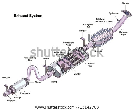 Exhaust System Infographic Diagram Showing All Stock Vector (Royalty