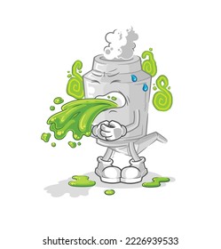 the exhaust throw up cartoon. cartoon mascot vector