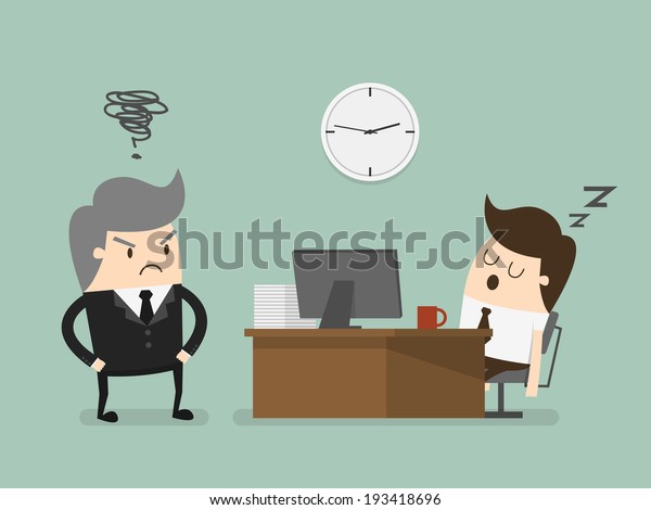 Exhausted Businessman Falling Asleep His Office Stock Vector (Royalty ...