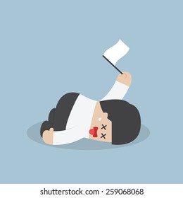 Exhausted businessman lying down on the floor and surrender, VECTOR, EPS10