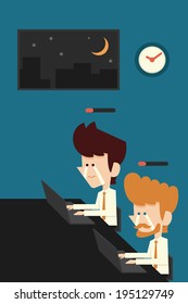 exhausted businessman working late