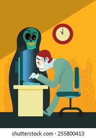 exhausted businessman working overtime can cause serious injured