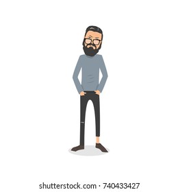 Exhausted and completely wiped out cartoon guy in casual clothes, gesturing. Vector illustration. Modern flat design.