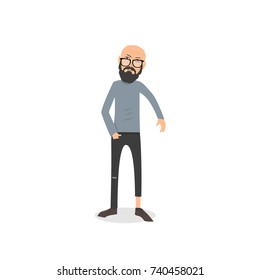 Exhausted and completely wiped out cartoon guy in casual clothes, gesturing. Vector illustration. Modern flat design.