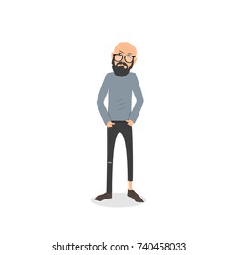Exhausted and completely wiped out cartoon guy in casual clothes, gesturing. Vector illustration. Modern flat design.