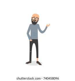 Exhausted and completely wiped out cartoon guy in casual clothes, gesturing. Vector illustration. Modern flat design.