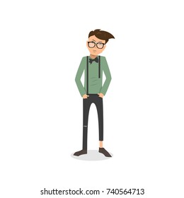 Exhausted and completely wiped out cartoon guy in casual clothes, gesturing. Vector illustration. Modern flat design.