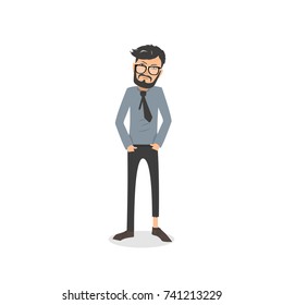 Exhausted and completely wiped out cartoon guy in casual clothes, gesturing. Vector illustration. Modern flat design.	
