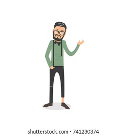 Exhausted and completely wiped out cartoon guy in casual clothes, gesturing. Vector illustration. Modern flat design.	

