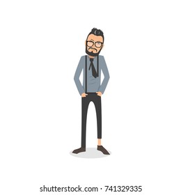 Exhausted and completely wiped out cartoon guy in casual clothes, gesturing. Vector illustration. Modern flat design.