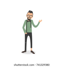 Exhausted and completely wiped out cartoon guy in casual clothes, gesturing. Vector illustration. Modern flat design.