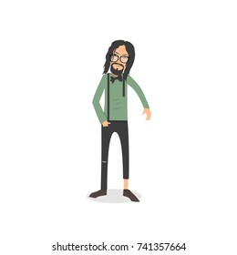 Exhausted and completely wiped out cartoon guy in casual clothes, gesturing. Vector illustration. Modern flat design.	

