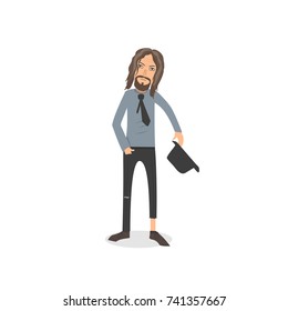 Exhausted and completely wiped out cartoon guy in casual clothes, gesturing. Vector illustration. Modern flat design.	

