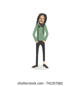Exhausted and completely wiped out cartoon guy in casual clothes, gesturing. Vector illustration. Modern flat design.	
