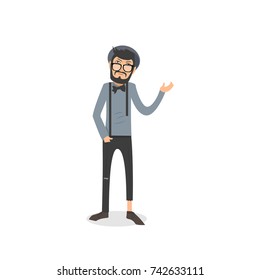 Exhausted and completely wiped out cartoon guy in casual clothes, gesturing. Vector illustration. Modern flat design.