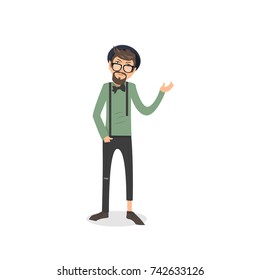 Exhausted and completely wiped out cartoon guy in casual clothes, gesturing. Vector illustration. Modern flat design.