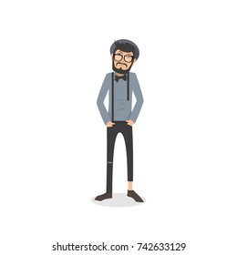 Exhausted and completely wiped out cartoon guy in casual clothes, gesturing. Vector illustration. Modern flat design.