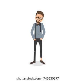 Exhausted and completely wiped out cartoon guy in casual clothes, gesturing. Vector illustration. Modern flat design.