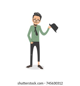 Exhausted and completely wiped out cartoon guy in casual clothes, gesturing. Vector illustration. Modern flat design.