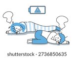 Exhausted Couple Lying Down with Drained, Soulless Expressions