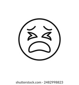 Exhausted crying emoji icon logo sign vector outline