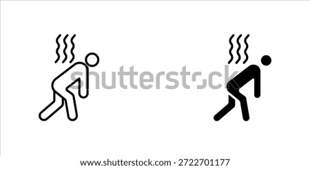 exhausted dehydration weakness lethargy icon set, vector illustration on white background