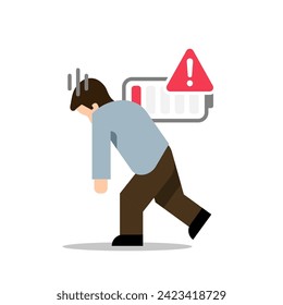 exhausted and depleted worker. overworked concept illustration flat design vector. modern graphic element for landing page ui, infographic, icon