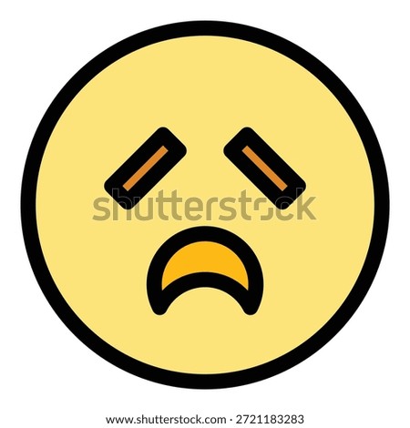 Exhausted emoji icon. Outline Exhausted emoji vector icon for web design isolated on white background color flat