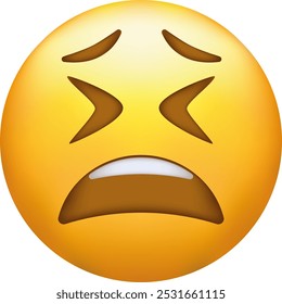 Emoji esgotado. Emoticon cansado, rosto amarelo com olhos arranhados em forma de X