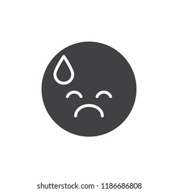 Exhausted emoticon vector icon. filled flat sign for mobile concept and web design. Sweat Confounded Emoji simple solid icon. Symbol, logo illustration. Pixel perfect vector graphics