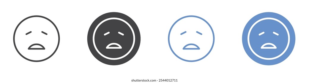 Exhausted face icon Flat set in black and white color