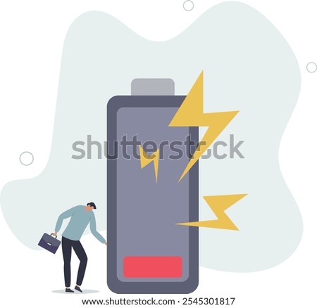 Exhausted and fatigue from hard work, stressed or anxiety from unhealthy work or depression and burnout, low energy or motivation concept.flat characters.