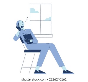 Exhausted fatigue people in procrastination and emotional burnout on white background.