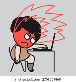 Exhausted Fire Head Young Office Lady Concept Card Character illustration