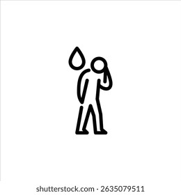 exhausted gesture outline icon. figure tired line art illustration.