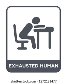 exhausted human icon vector on white background, exhausted human trendy filled icons from Feelings collection, exhausted human simple element illustration