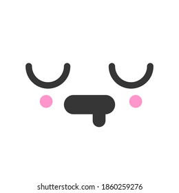 Exhausted kawaii cute emotion face, emoticon vector icon. Characters and emoji cartoon design