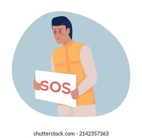 Exhausted man 2D vector isolated illustration. Feeling tired flat character on cartoon background. Guy in need of sleep colourful scene for mobile, website, presentation. Quicksand font used