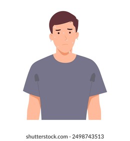 Exhausted man dehydration. Man sweating because of hot sun. Vector illustration