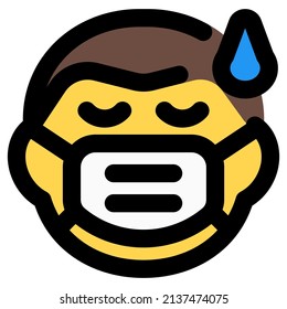 exhausted man getting sweat while wearing the face mask