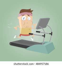 exhausted man running on treadmill