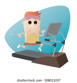 exhausted man running on treadmill